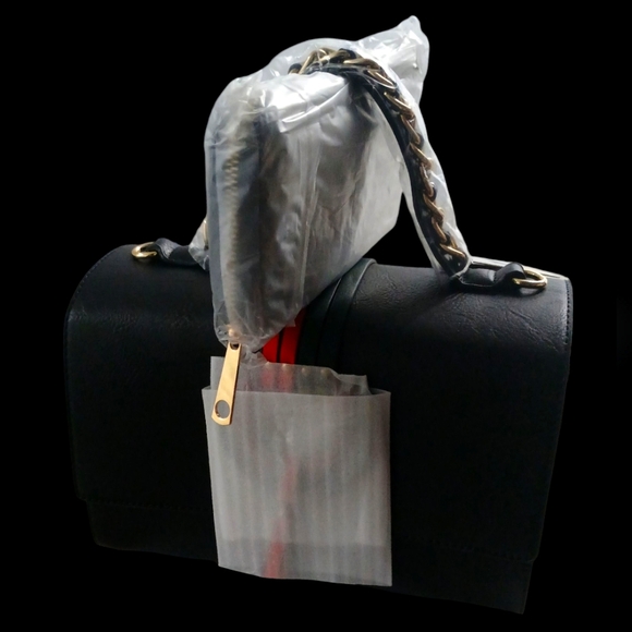 Black Tribal Leather Top Handle Satchel Handbag Set w Wallet - Picture 8 of 9